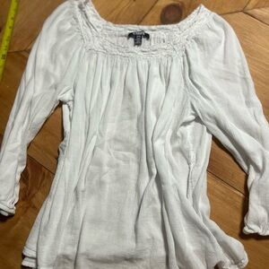 Chaps White soft cotton Smocked Blouse